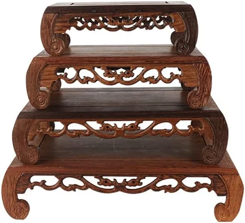 Vista 4 de GOLDY&WENDY Base de ala de pollo de palisandro rectangular artesanal antiguo coleccionable soporte de exhibición florero pedestal para plantas