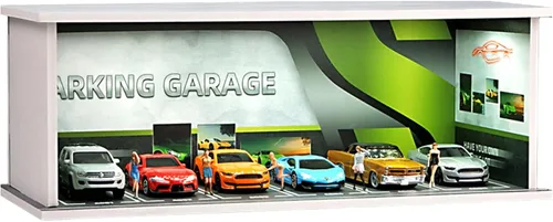 Vista 10 de Vitrina para rueda caliente con luz LED, apilable, mega almacenamiento de garaje para caja de cerillas 1:64 y coches fundidos a presión, diorama