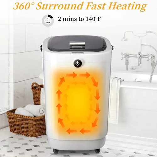 Vista 8 de AZOUTDOOR - Calentadores de toallas grandes para baño, calentador de toallas de cubo portátil de lujo con temporizador y apagado automático que se