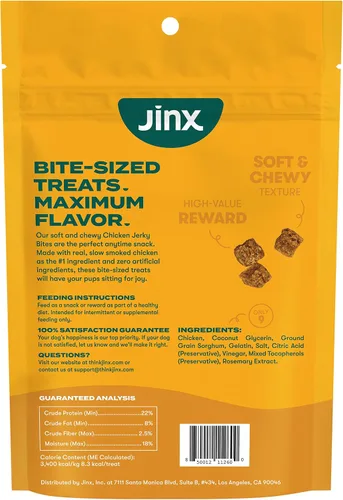 Vista 10 de Jinx Chicken Bites Jerky - Golosinas para perros, suaves y masticables, golosinas jerky totalmente naturales para perros con pollo sin jaula