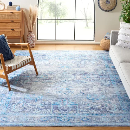 Vista 17 de SAFAVIEH Alfombra lavable Tucson Collection - 2'6" x 4', morado y azul, antideslizante y fácil de limpiar, ideal para sala de estar, dormitorio