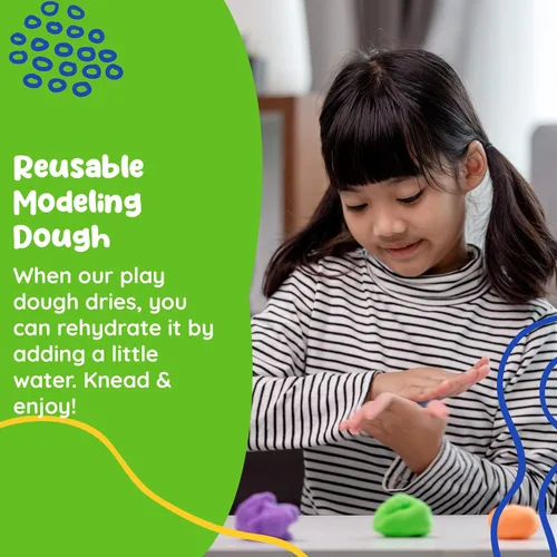Vista 4 de Arcilla modeladora para niños, 12 masas súper suaves y 100% naturales hechas de harina de trigo, 3.53 onzas por lata de arcilla reutilizable