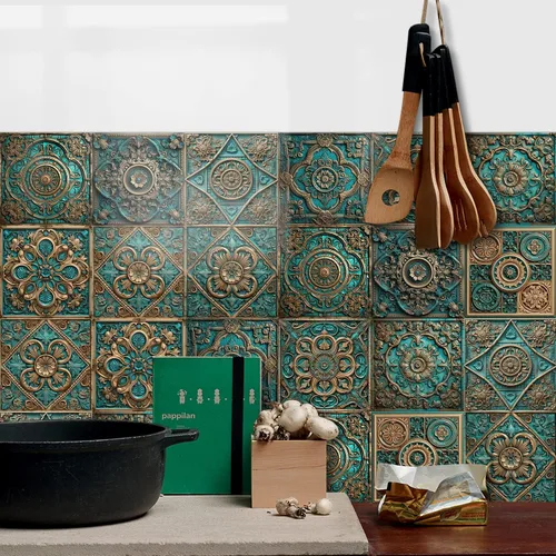 Vista 42 de Alwayspon Adhesivo para azulejos de pared moriscos para despegar y pegar, calcomanías de vinilo autoadhesivas para azulejos de cocina y baño, 4 x 4