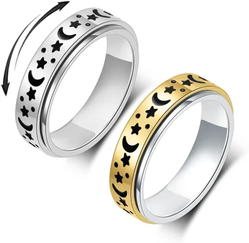 Anillo de ansiedad OreilleStar para mujer, anillo de dedo de acero inoxidable, juguetes de dedo para adultos, anillos giratorios para el pulgar 2