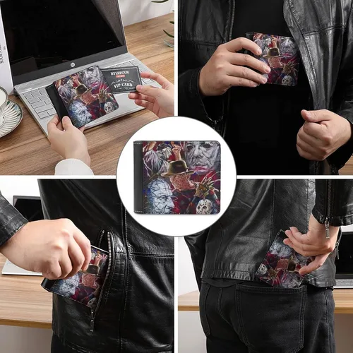 Vista 3 de Wallet- Billetera delgada de dos pliegues para hombre, cartera unisex a la moda, Style-6, talla única