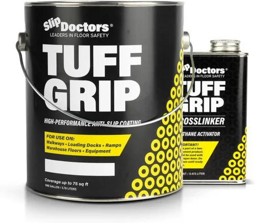 Vista 7 de Tuff Grip - Pintura antideslizante para rampas, pisos, cubiertas y escaleras, revestimiento de agarre antideslizante texturizado para una tracción