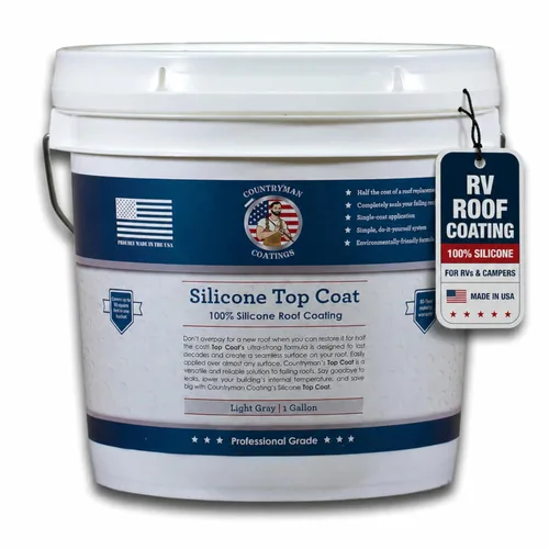 Vista 8 de Countryman Coatings - Revestimiento para techo 100% silicona - Restaura tu techo en un día - Sella fugas, grietas, costuras, penetraciones - Se Negro