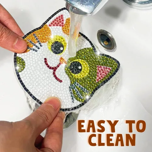 Vista 6 de Insnug Juego de 10 posavasos de pintura de diamantes, con temática de gato, kits de pintura para niños y adultos, puntos, artes y manualidades, kits