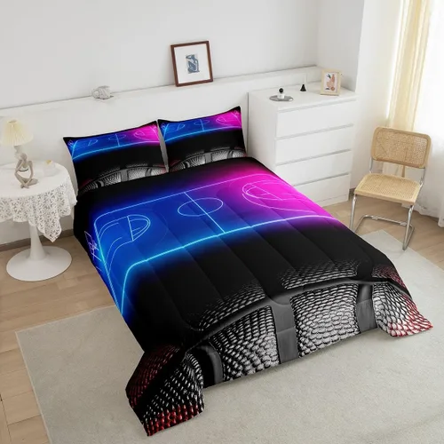 Vista 42 de Juego de ropa de cama de baloncesto para niños y adolescentes, juego de edredón deportivo para niños, tamaño matrimonial, suave, ligero, decoración