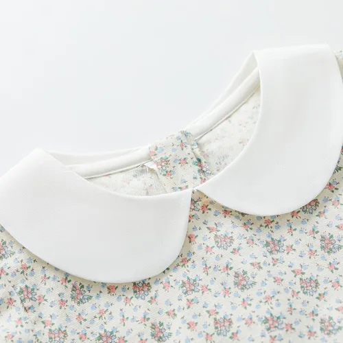 Vista 4 de pureborn Vestido de algodón de manga corta y larga para bebé niña pequeña 0-6T