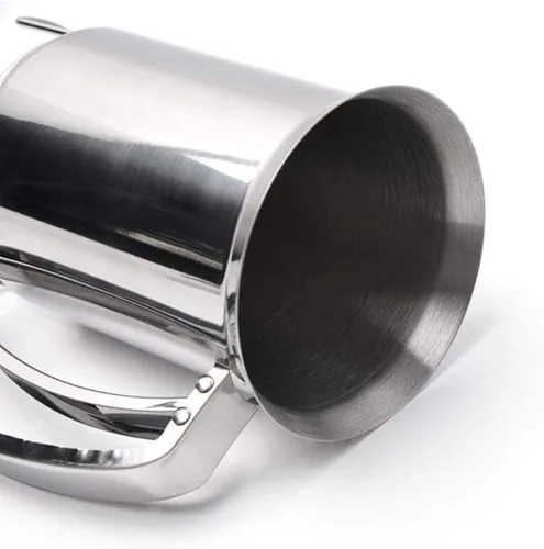 Vista 6 de Dispensador de masa de panqueques de acero inoxidable, dispensador de masa de panqueques de mano, embudo de masa profesional de 30.4 fl oz