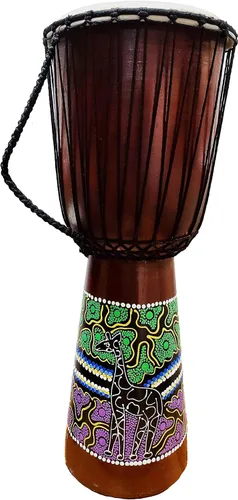 Vista 19 de Djembe decorativo de novedad de 6" de alto x 4" de ancho en la parte superior (Abstracto, 15.2 cm)