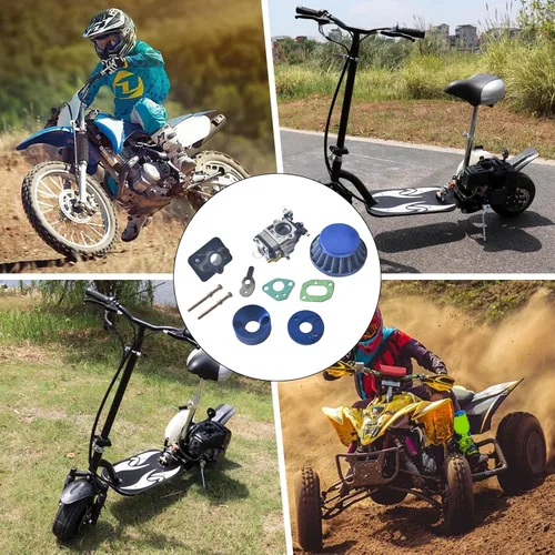 Vista 7 de Kit de mejora de carburador de 15 mm, filtro de aire, colector, tubo de entrada, pila de aleación para scooter de gasolina de 2 tiempos de 33 cc 43