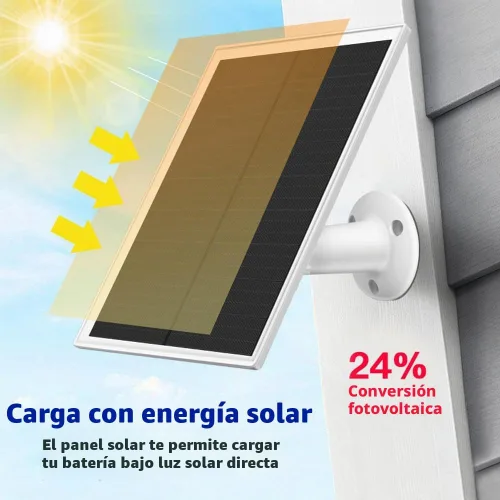 Vista 2 de Cargador de panel solar, panel solar de 6 W con puerto micro USB y USB-C, impermeable IP66, para cámara de alimentador de pájaros, timbre, cámara