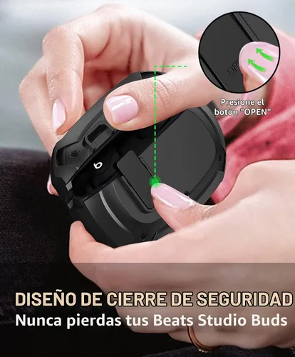Vista 4 de Compatible con funda para Beats Studio Buds/Buds+ 2021/2023, [Bloqueo seguro] Funda protectora Cool Beats Studio Buds Plus para hombres y mujeres