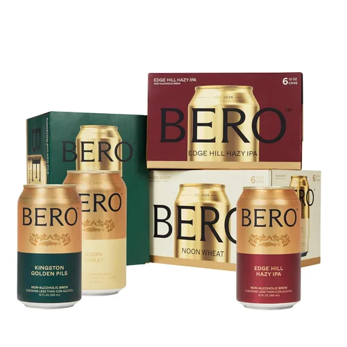 BERO Kingston Golden Pils, Edge Hill Hazy IPA & Noon Wheat Variedad de cerveza sin alcohol (paquete de 3 x 6), 18 latas de cerveza artesanal de Tom