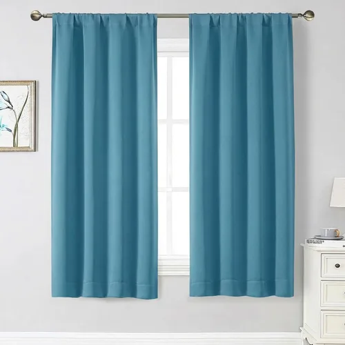 Vista 227 de Cortinas opacas para dormitorio, sala de estar, juego de 2 paneles de 54 pulgadas de largo, cortinas de oscurecimiento de habitación con aislamiento