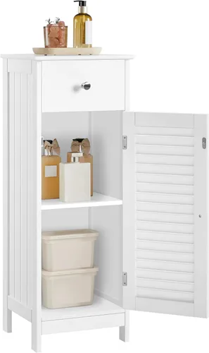 Vista 10 de Yaheetech Small Bathroom Storage Cabinet with Drawer & Louvered Door,Black