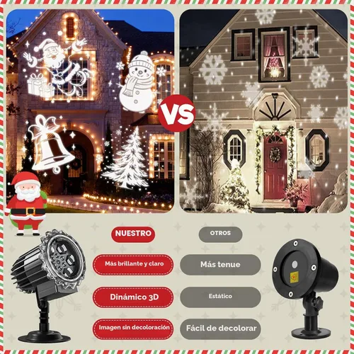 Vista 2 de Proyector de luces de Navidad para exteriores, proyector de luz de Navidad dinámico 3D luces de Navidad para exteriores, iluminación decorativa