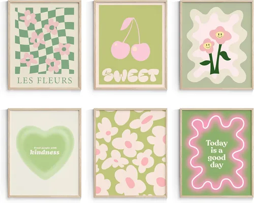 Vista 9 de Habseligkeit Láminas de Arte de Pared Danés Pastel Rosa, Pósteres de Arte de Pared Boho Matisse para Exposición, Pósteres de Mercado de Flores