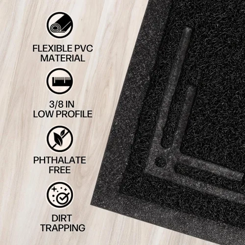 Vista 3 de Tapete largo para arena para gatos de 2 x 6 pies, atrapa la suciedad, el barro y la arena para gatos, malla de PVC impermeable de alta calidad