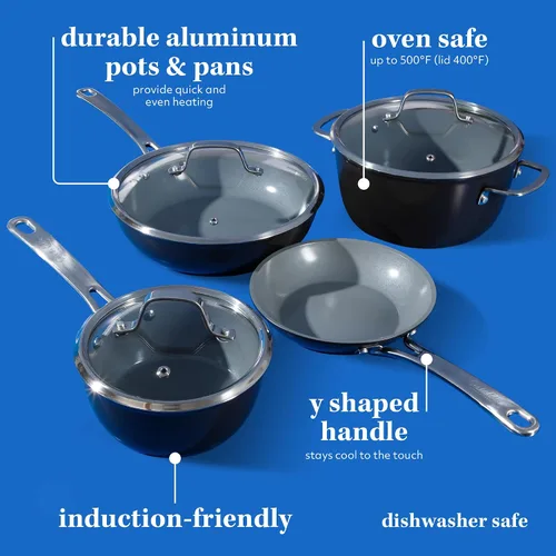 Vista 3 de Sur La Table Kitchen Essentials Juego de Utensilios de Cocina de 10 Piezas de Aluminio Forjado con Interior Antiadherente de Cerámica de Titanio