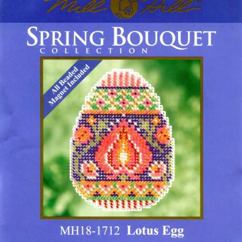 Vista 2 de Kit de punto de cruz con cuentas de huevo de loto Mill Hill 2017 Spring Bouquet MH181712