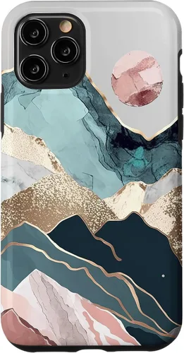 Vista 10 de Funda colorida para iPhone 15 Boho Chic Floral Paisaje Naturaleza Montañas