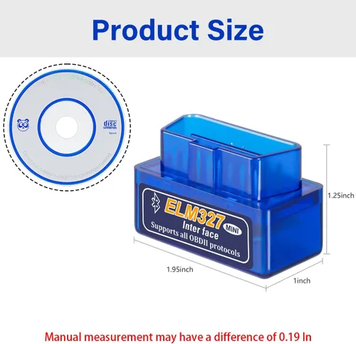 Vista 2 de Mini escáner Bluetooth OBD2, herramienta de escaneo de diagnóstico de coche para sistema Android Symbian Windows, adaptador de escáner de cableado