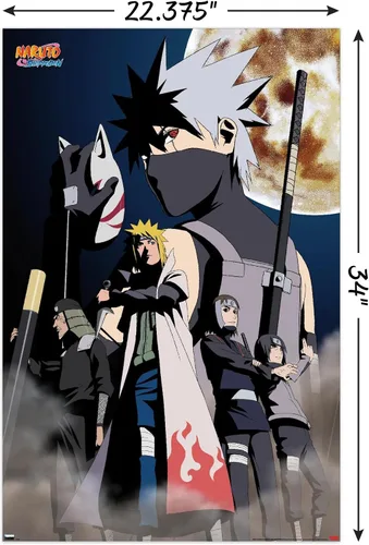 Vista 3 de Naruto Shippuden - Póster de pared Kakashi Key Art, 34 pulgadas de largo x 22.4 pulgadas de ancho, versión sin marco