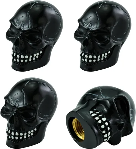 Vista 8 de Abfer Tapa de Válvula de Aire de Rueda de Calavera Tapas de Vástago de Válvula para Coche Accesorios Decorativos para la Mayoría de Vehículos Rojo 1