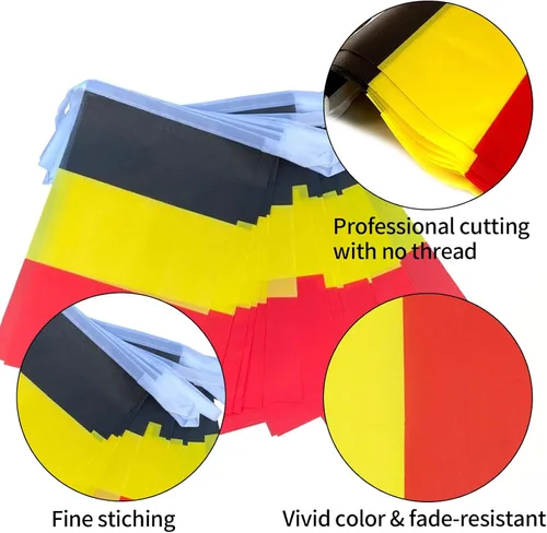 Vista 3 de Bandera de Bélgica, bandera belga, pequeña cadena de banderas de Bélgica, mini banderas belgas, utilizada para fiestas, escuela, eventos deportivos