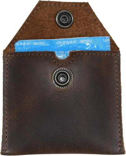 Vista 3 de Hide Drink Funda de cuero rústico para tampón bolsa para preservativos secreto hecho a mano Bourbon Marrón Classic