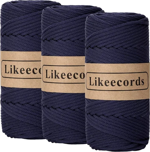 Vista 43 de Likeecords Cordón de macramé trenzado de poliéster de 0.157 in, 140 yardas, 426 pies, hilo elástico para bolsa de ganchillo para manualidades
