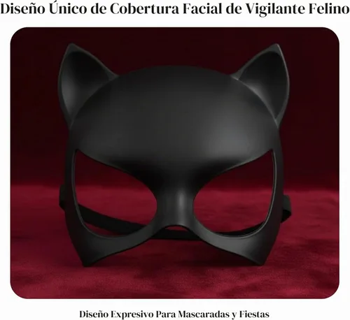 Vista 4 de Máscara de gato negro para mujer, máscara de ojos de superhéroe, máscara de gato de media cara, accesorios de disfraz de cosplay para máscaras