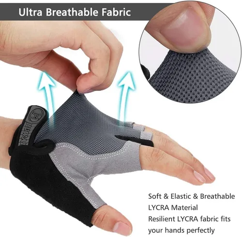 Vista 5 de Accmor Guantes de ciclismo para hombres y mujeres, guantes de bicicleta de medio dedo, guantes de bicicleta MTB, guantes antideslizantes que