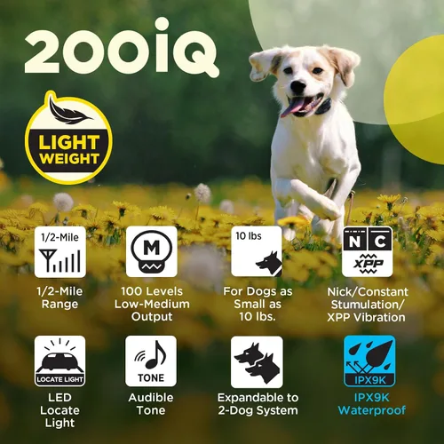 Vista 7 de Dogtra 200iQ Collar E de entrenamiento remoto – 100 niveles, tono, vibración, rango de 1/2 milla – Compacto, impermeable, control con una sola mano