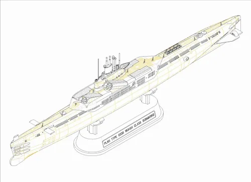 Vista 2 de Hobby Boss PLA Navy Tipo 033G Wuhan Clase Submarino Kit de Construcción Modelo de Barco