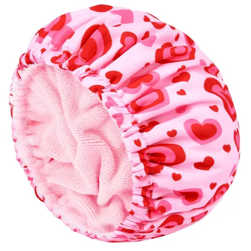 Vista 20 de Gorro de ducha para mujer, gorro de baño negro, reversible, grande, impermeable, ajustable, forro de rizo y banda elástica, dobladillo elástico