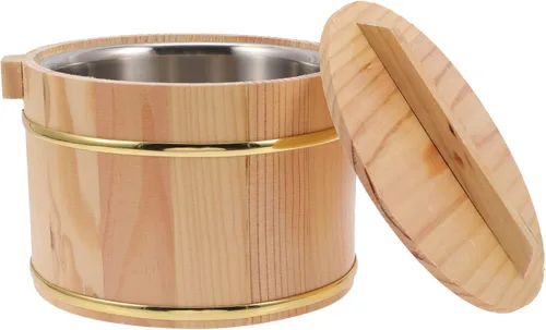 Vista 6 de Barril de arroz de madera Cubo de arroz Cocina de madera: barril de madera al vapor Sushi Arroz Enfriador Tazón de arroz Cuenco de arroz Tina