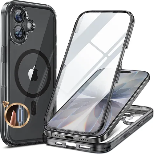 Vista 255 de Miracase Funda de Vidrio para iPhone 12/12 Pro de 6.1 pulgadas, Funda Protectora Bumper Resistente de Cuerpo Completo Mejorada con Protector