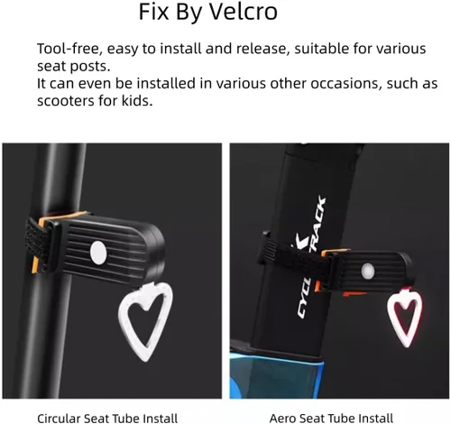 Vista 4 de VANAPARK - Luz trasera para bicicleta, luz trasera de bicicleta de forma creativa, luz trasera de bicicleta recargable de 60 lúmenes máx. 60