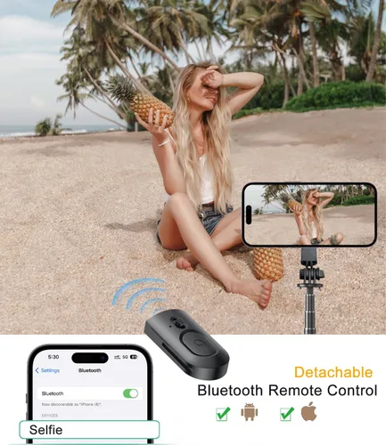 Vista 4 de Trípode magnético para selfie de 40 pulgadas con control remoto inalámbrico, soporte de trípode para teléfono celular todo en uno para grabación
