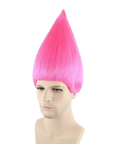 Vista 2 de Peluca unisex de color rosa liso para cosplay de Halloween, pelo sintético de fibra suave, perfecta para tu próximo festival y fiesta de anime grupal