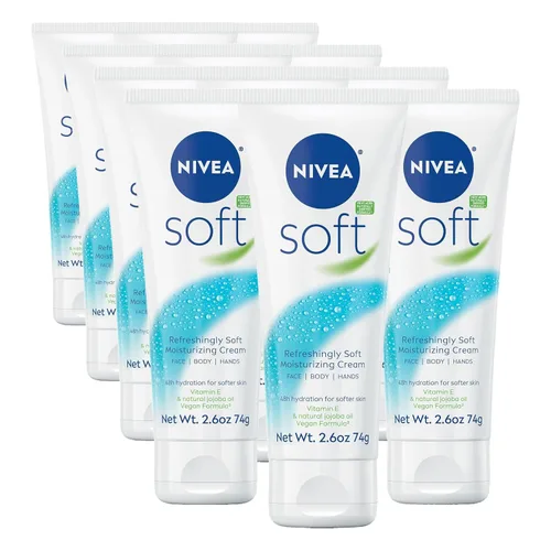 Vista 8 de Crema hidratante Nivea Soft para suavidad refrescante, con aceite de jojoba y Vitamina E, bote de 6.8 onzas