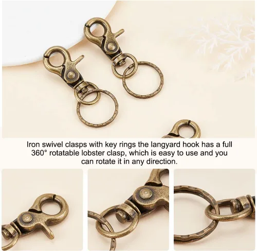 Vista 6 de Pandahall Elite Acero Inoxidable 304 clave Cadena compnents Clasp 28 x 2.7 mm Anillos conclusiones 5pcs/bolsa