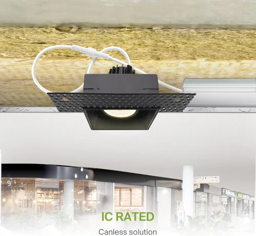 Vista 7 de ASD Lámpara de techo empotrable LED de cardán sin bordes de 2 pulgadas, luz descendente direccional ajustable con caja de conexiones, 5CCT