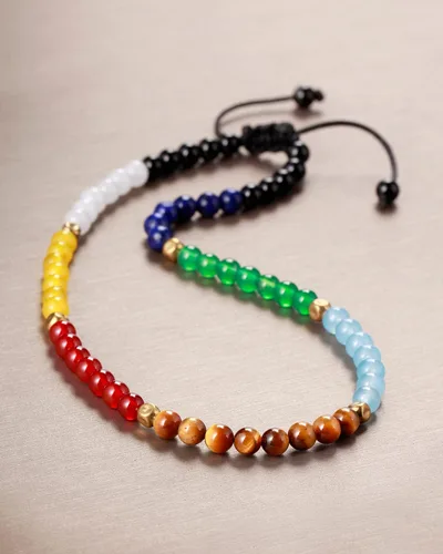 Vista 2 de Jewever Tobillera de 7 chakras para mujer, pie de playa, piedras preciosas curativas y cristales para yoga, meditación de equilibrio, Piedra, Ágata