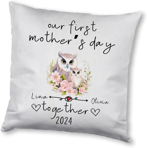 Vista 5 de Funda de almohada personalizada con diseño floral de búho, regalo para mamá, abuela, para ella
