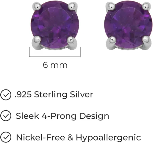 Vista 40 de Amazon Essentials Aretes redondos de plata de ley con piedra natal (anteriormente colección Amazon)